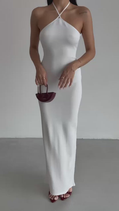 Cross Straps Maxi White Dress