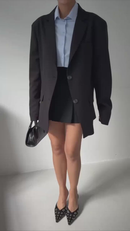 Oversize Pocket Detailed Black Jacket