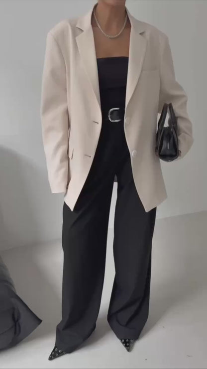 Oversize Pocket Detailed Beige Jacket