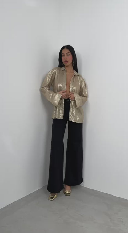 Sequined Gold Oversize Shirt