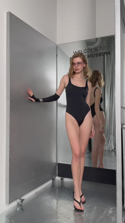 Black Swimsuit with Open Back