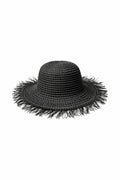 Fringe Detail Black Straw Hat