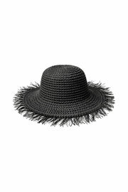 Black Woven Hat with Tassel Detail