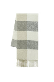 Fringed Plaid Bouclé Gray Shawl