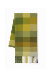 Fringed Plaid Boucle Green Shawl