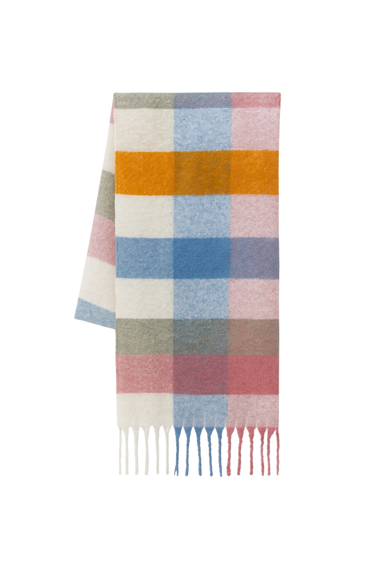 Puskullu Checked Bouclé Blue Shawl