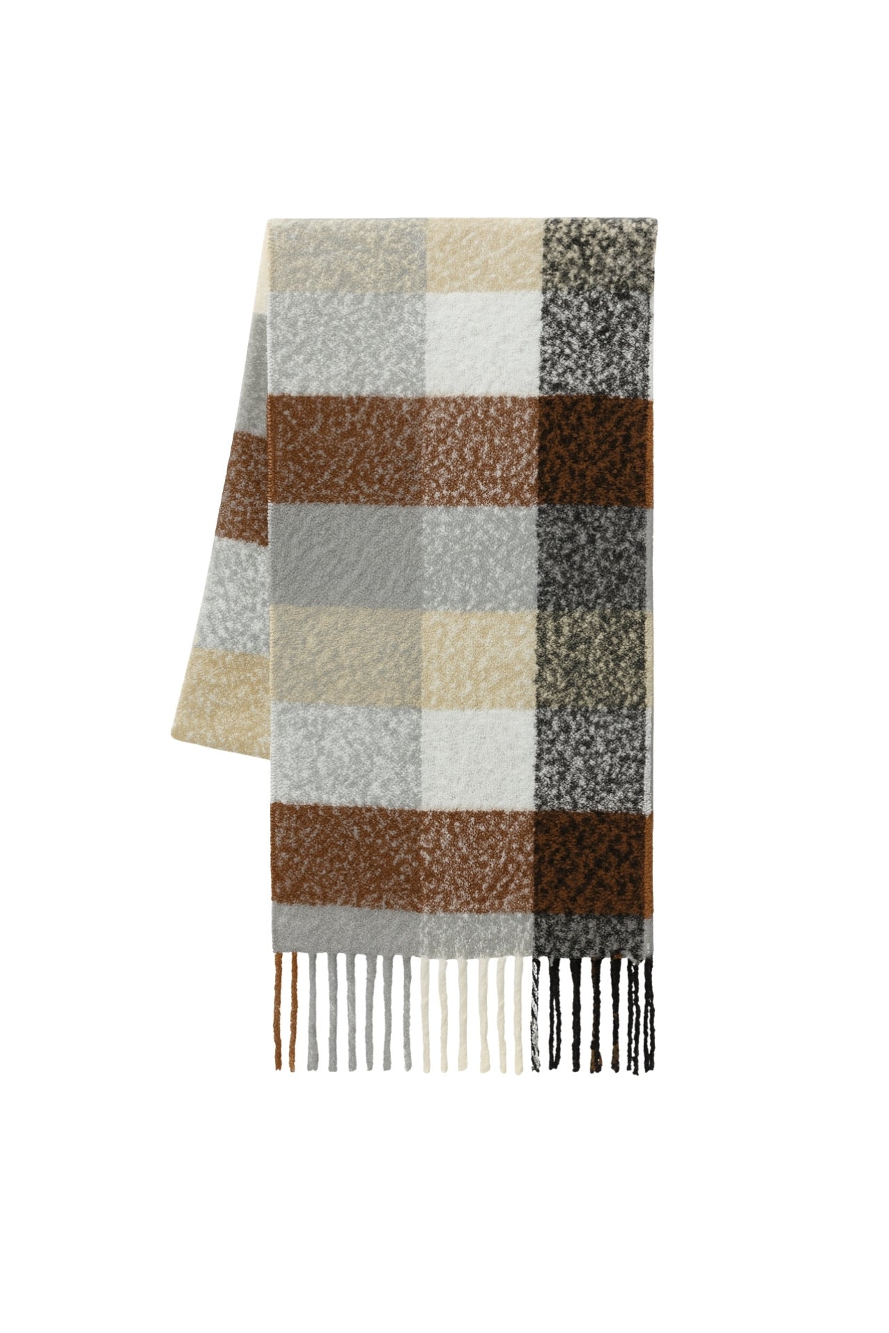 Puskullu Checked Bouclé Brown Shawl
