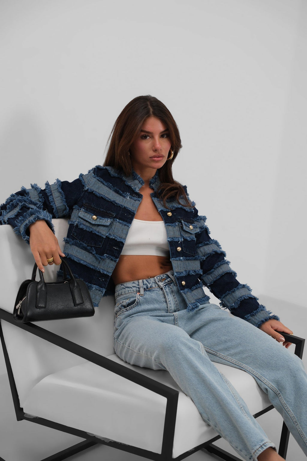 Fringed Fringed Tasarim Blue Jacket