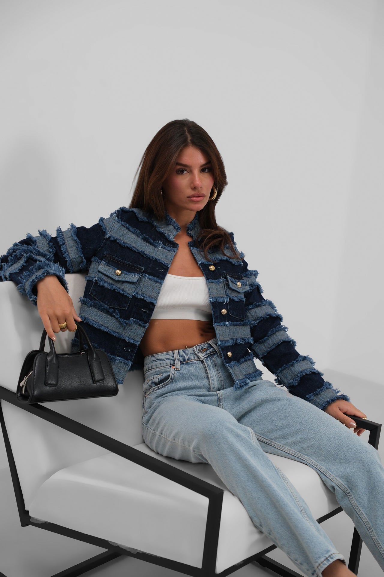 Fringed Fringed Tasarim Blue Jacket