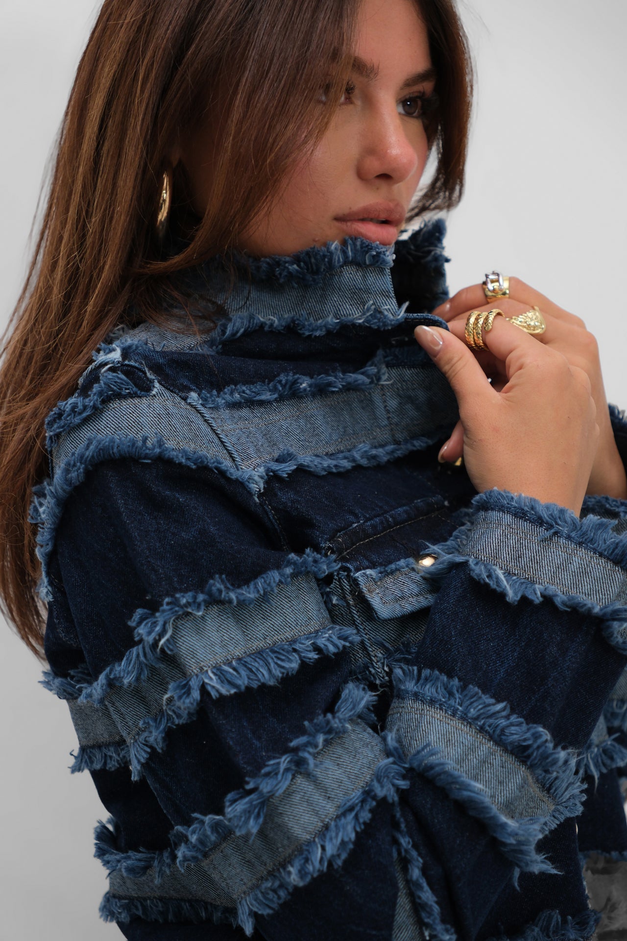 Fringed Fringed Tasarim Blue Jacket