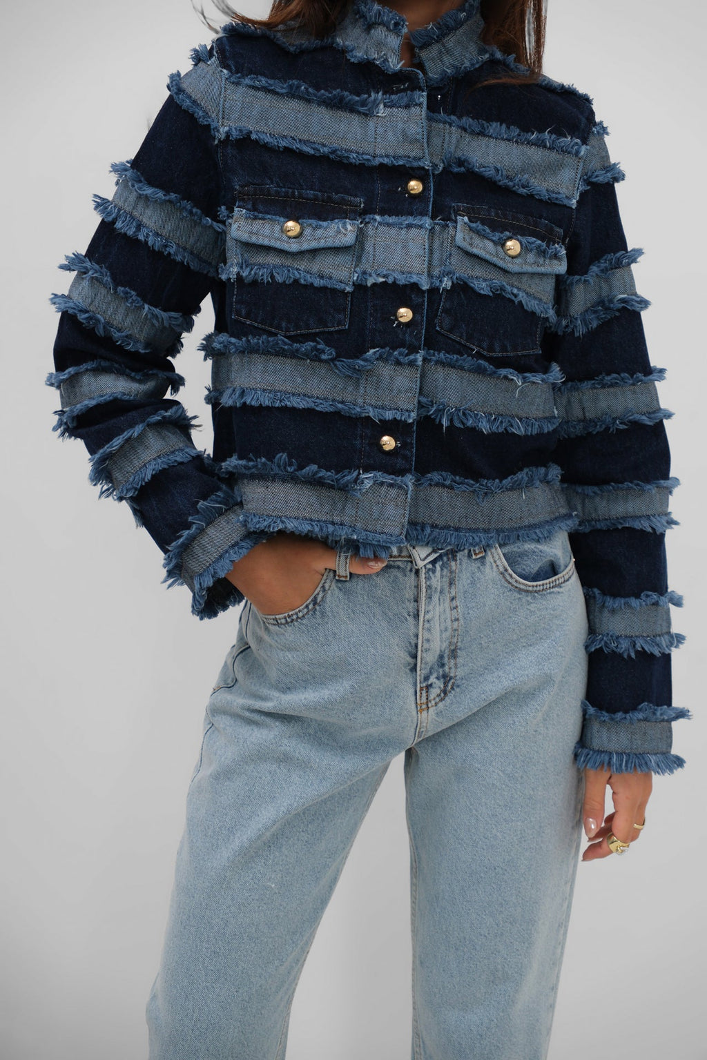 Fringed Fringed Tasarim Blue Jacket