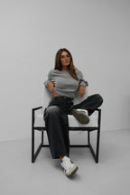 Raglan Sleeve Gray Crop Triko Sweater