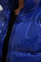 Patent Sax Blue Puffer Coat