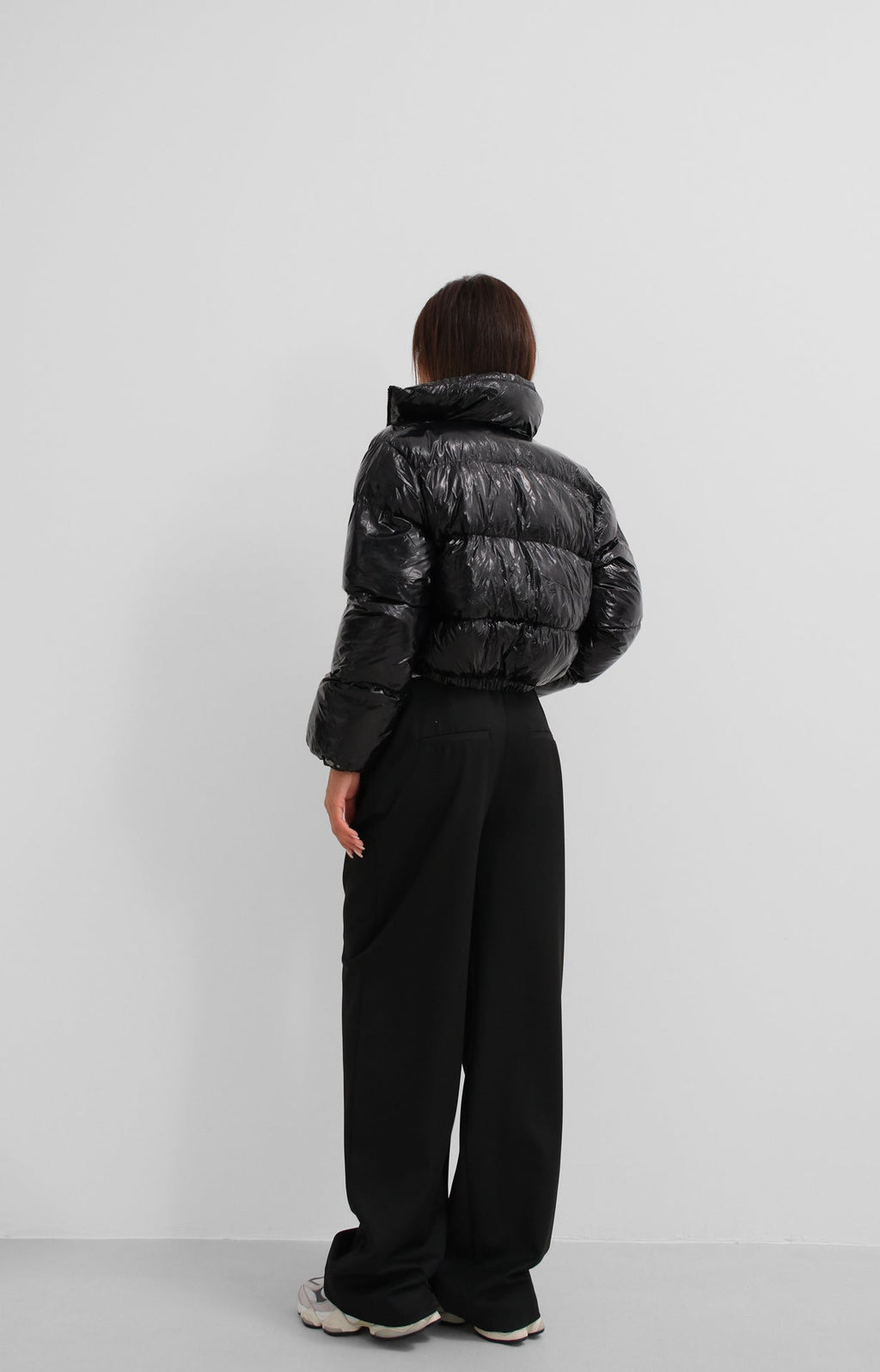 Patent Black Puffer Coat