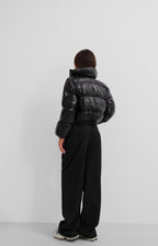 Patent Black Puffer Coat
