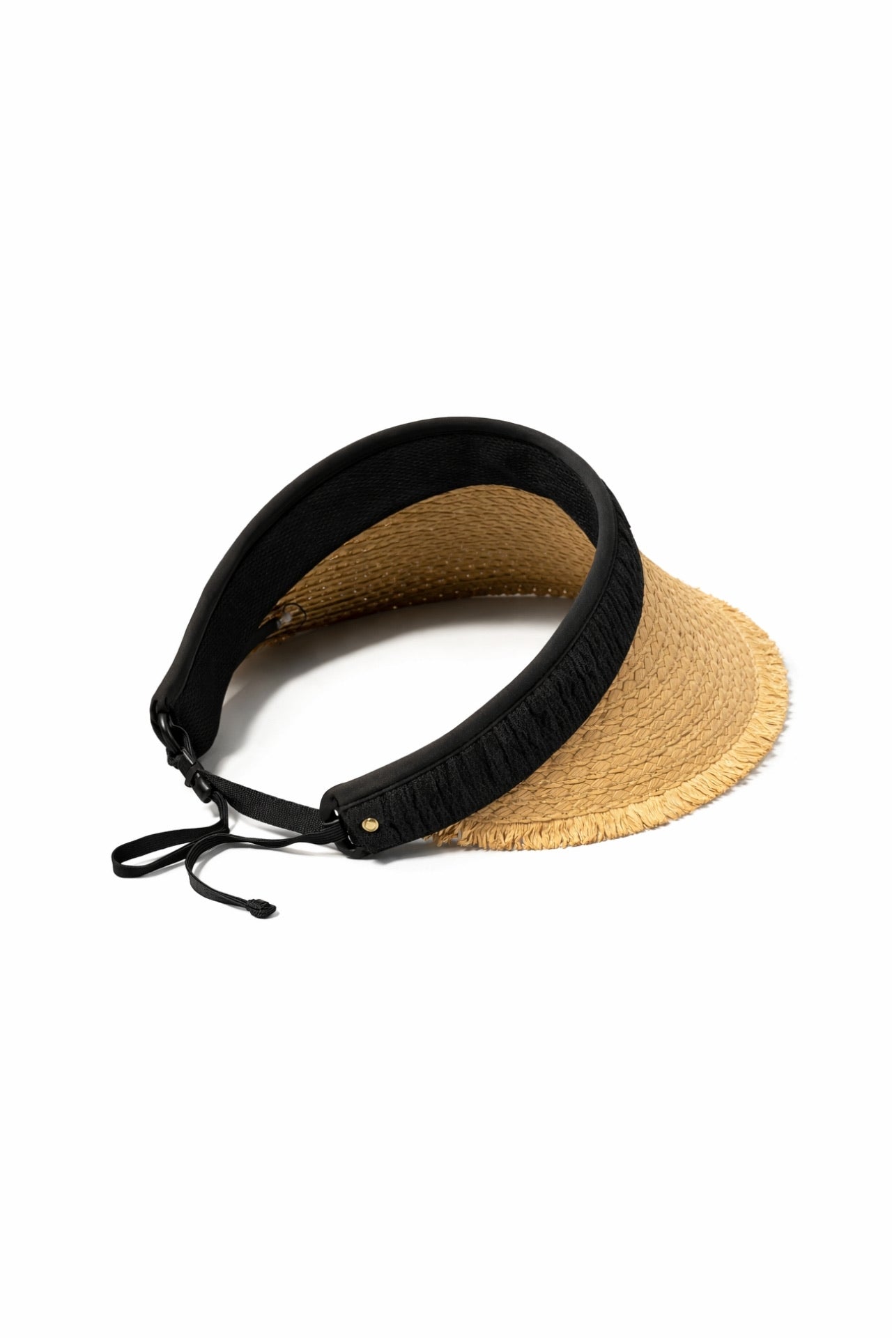 Fringe Detail Visor Black Straw Hat