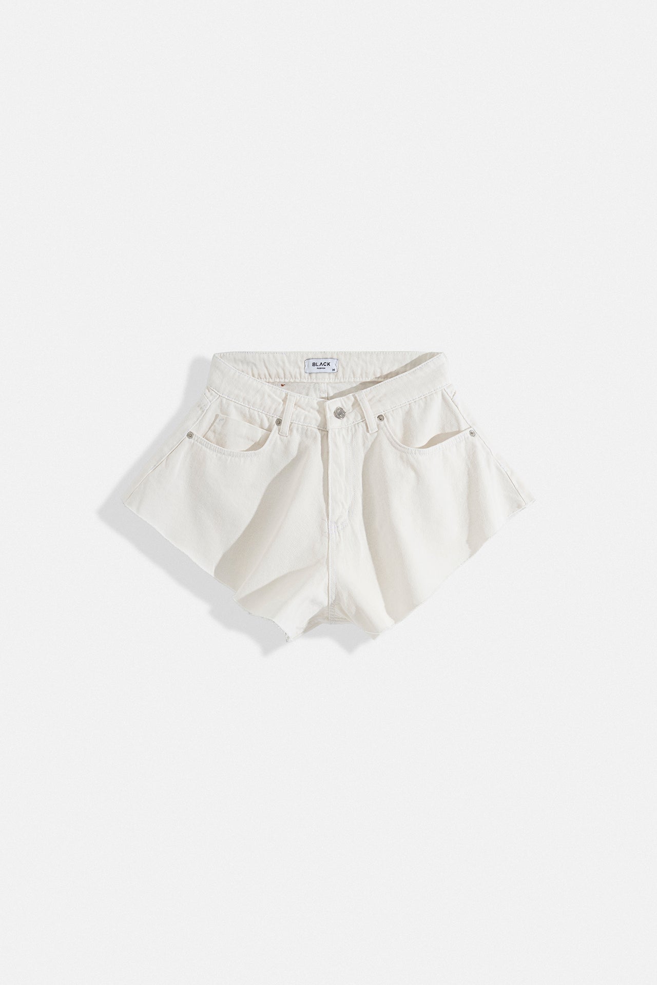 Fringed Denim White Shorts