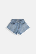 Fringed Denim Blue Shorts