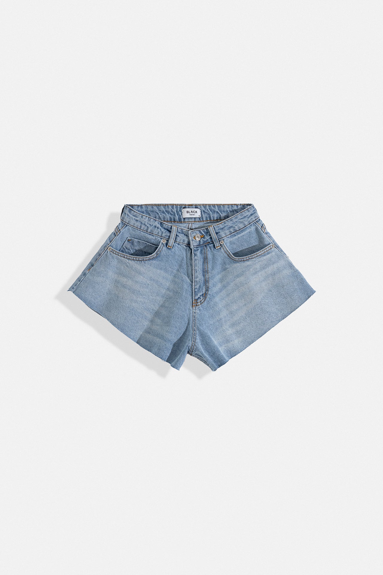 Fringed Denim Blue Shorts