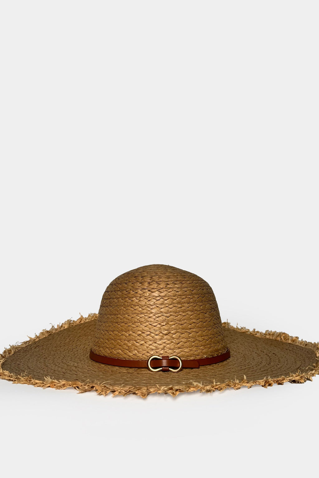 Fringed Belt Detail Straw Beige Hat