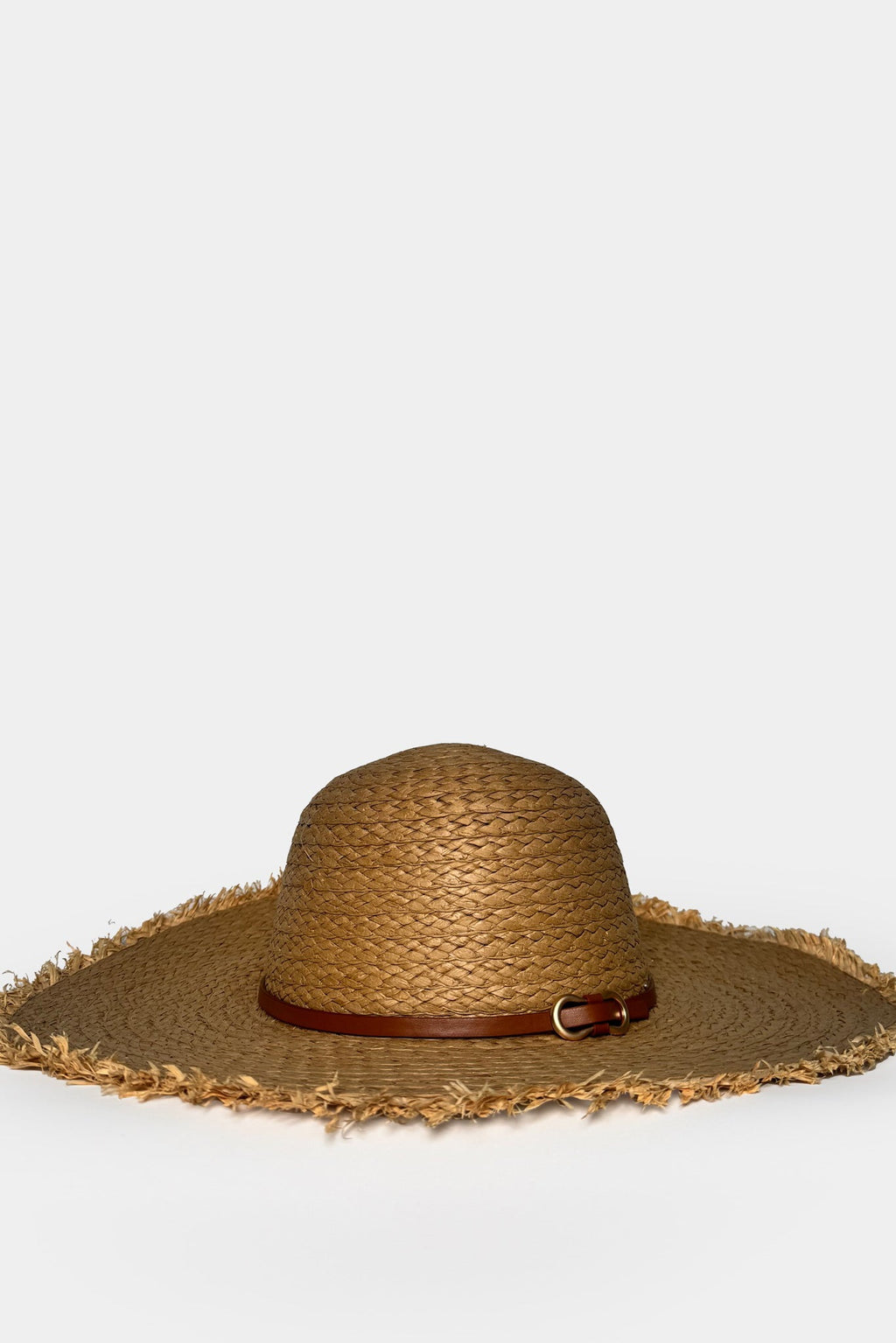 Fringed Belt Detail Straw Beige Hat