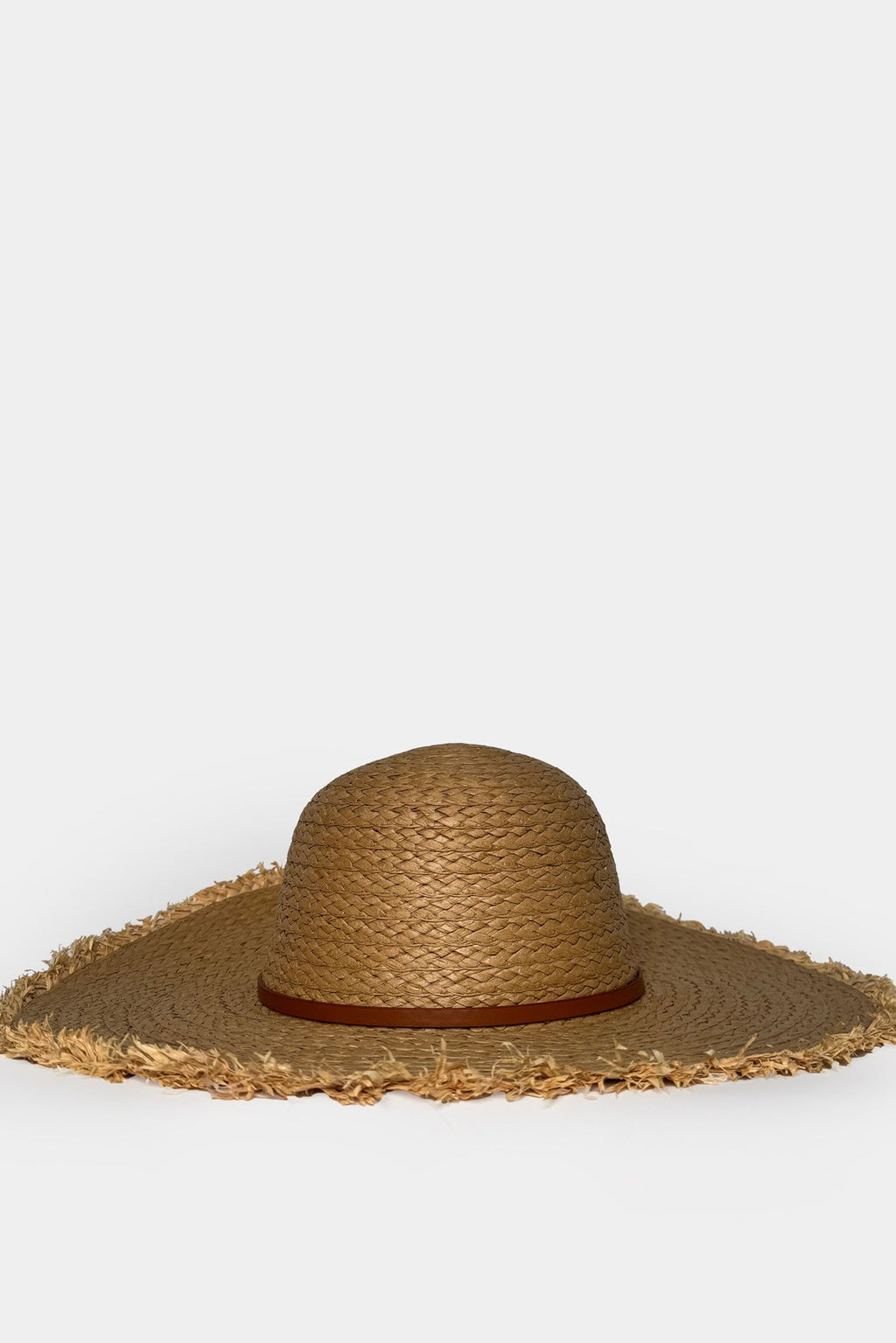 Fringed Belt Detail Straw Beige Hat