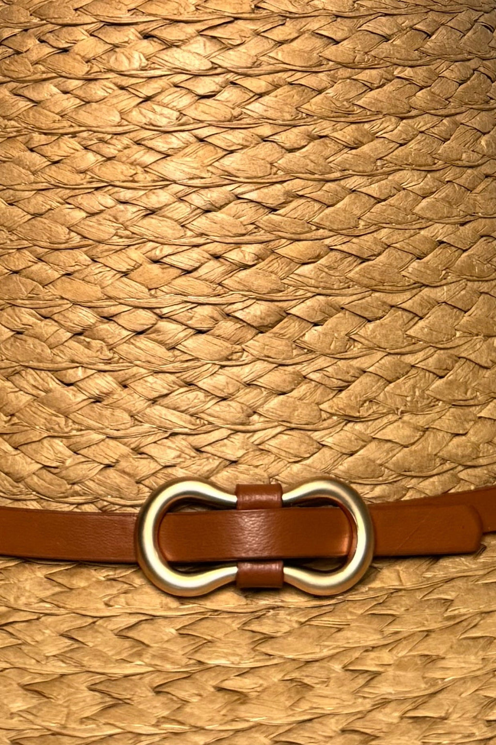 Fringed Belt Detail Straw Beige Hat