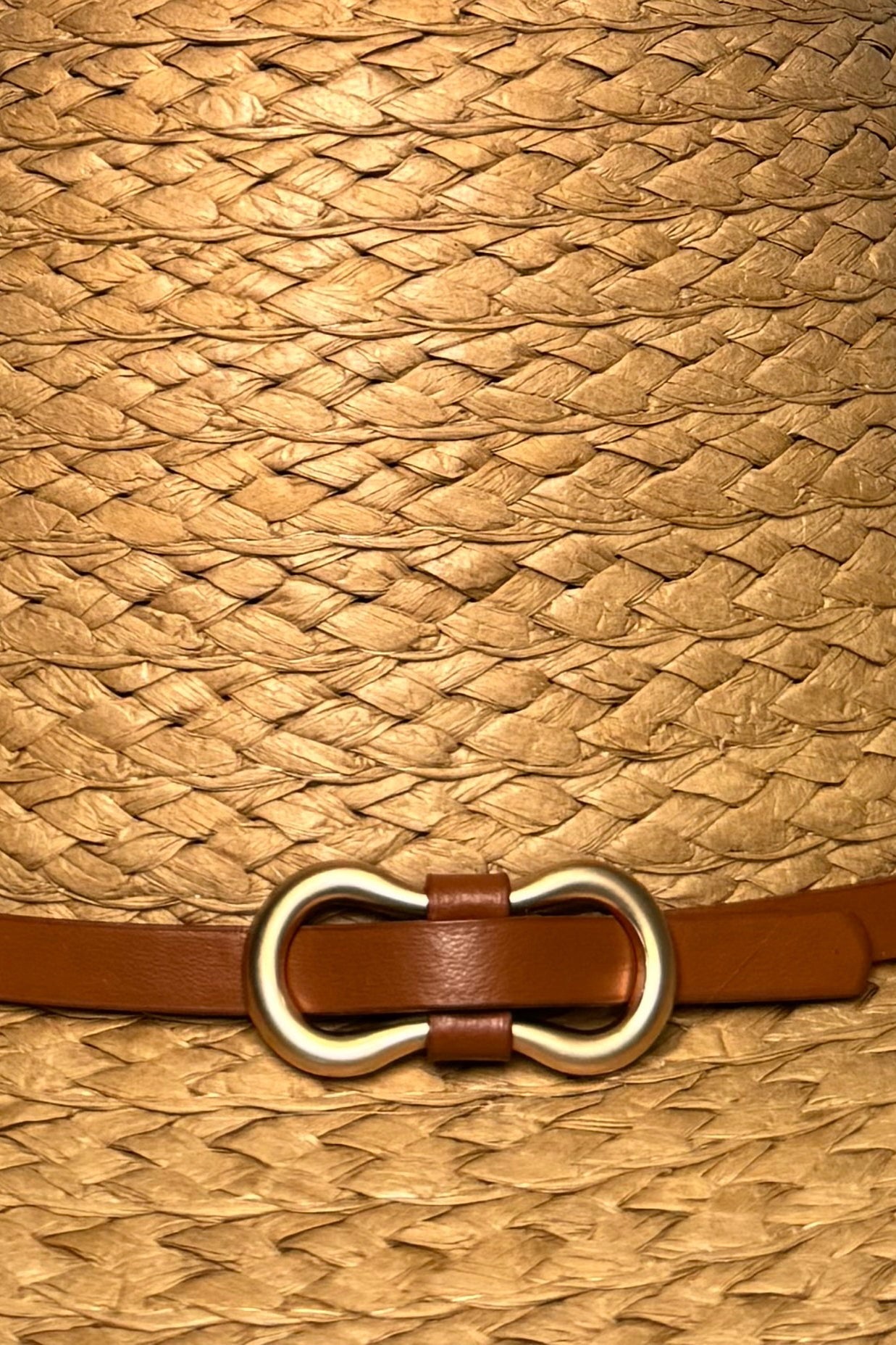 Fringed Belt Detail Straw Beige Hat