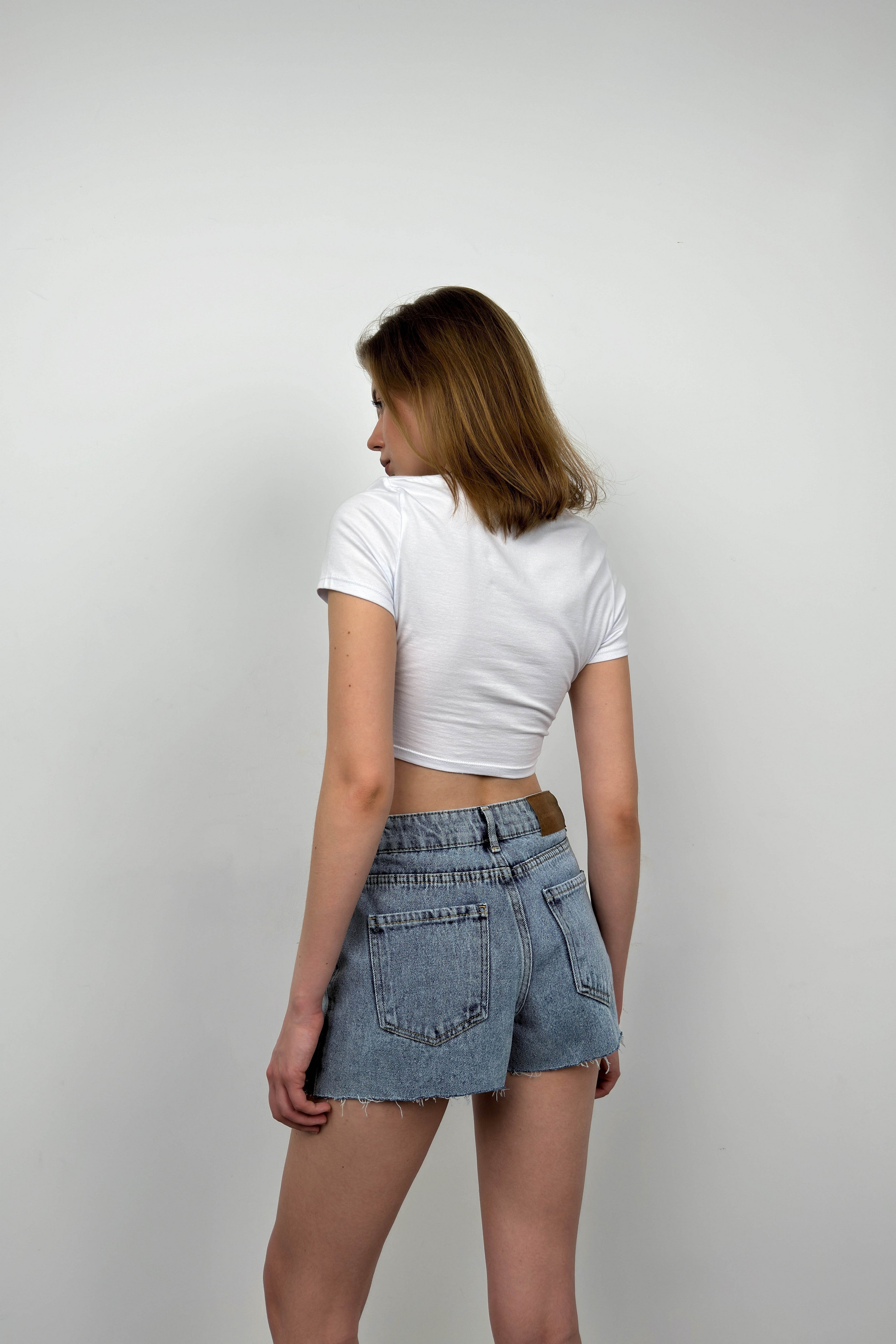 Fringed Blue Denim Shorts