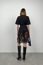 Fringed Black Tunic Dress