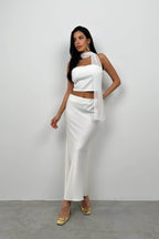 Sal Detay White Strapless Blouse