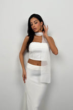 Sal Detay White Strapless Blouse