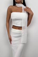 Sal Detay White Strapless Blouse