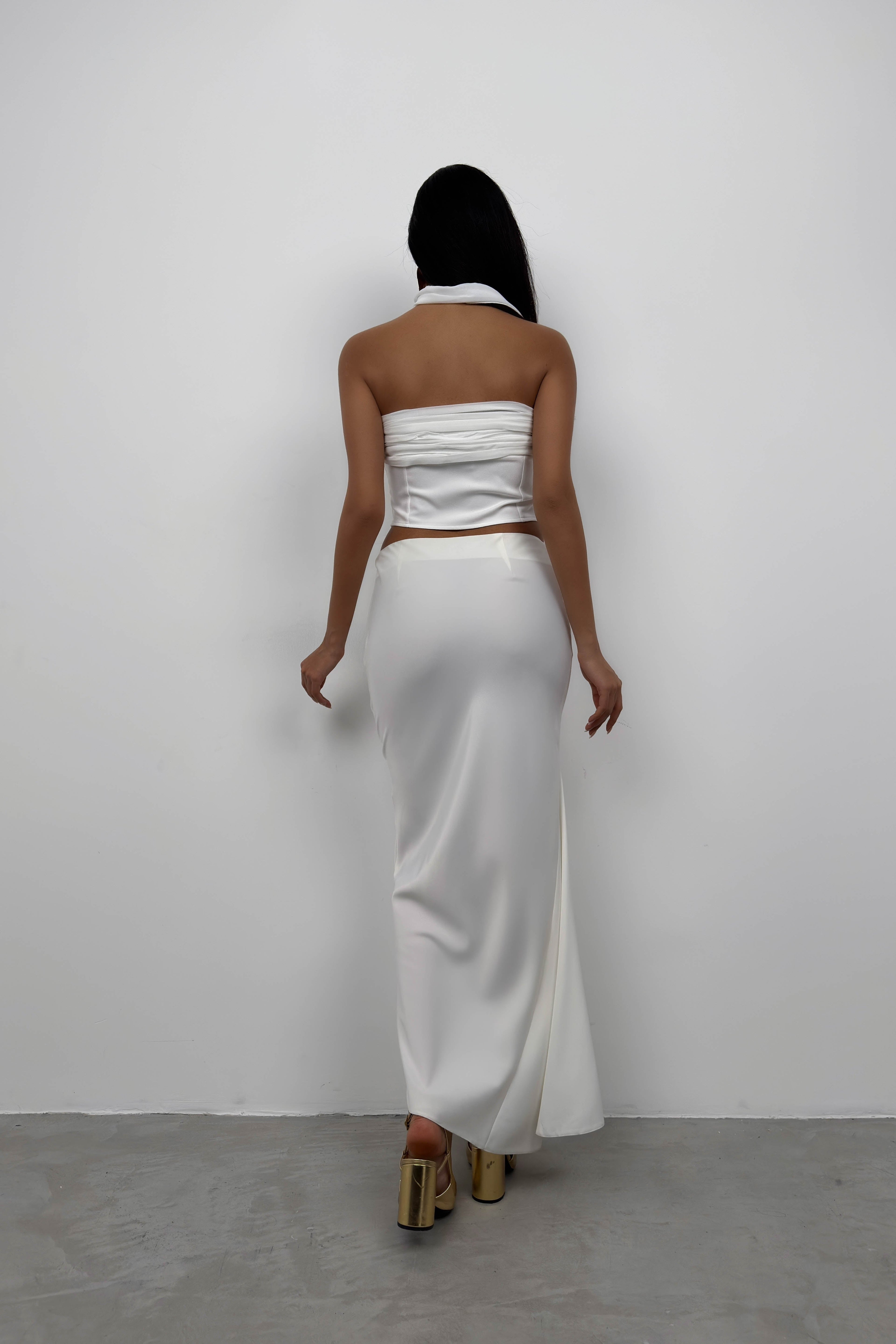 Sal Detay White Strapless Blouse