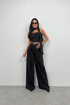 Sal Detay Black Strapless Blouse
