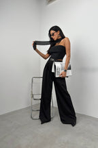 Sal Detay Black Strapless Blouse
