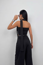 Sal Detay Black Strapless Blouse
