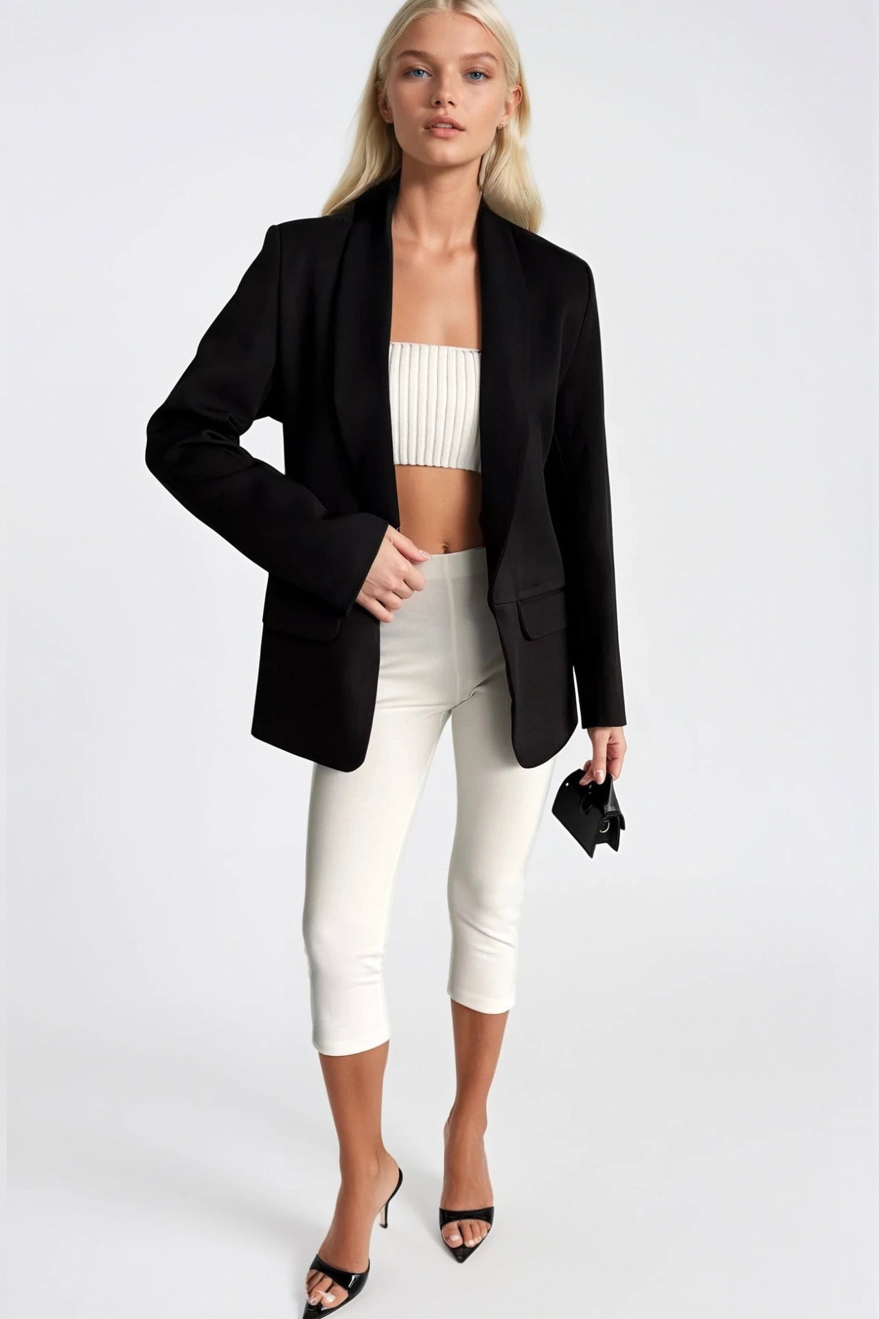Shawl Collar Lined Black Blazer Jacket