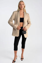 Shawl Collar Lined Beige Blazer Jacket