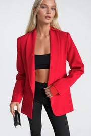 Shawl Collar Lined Red Blazer Jacket
