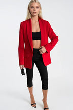 Shawl Collar Lined Red Blazer Jacket
