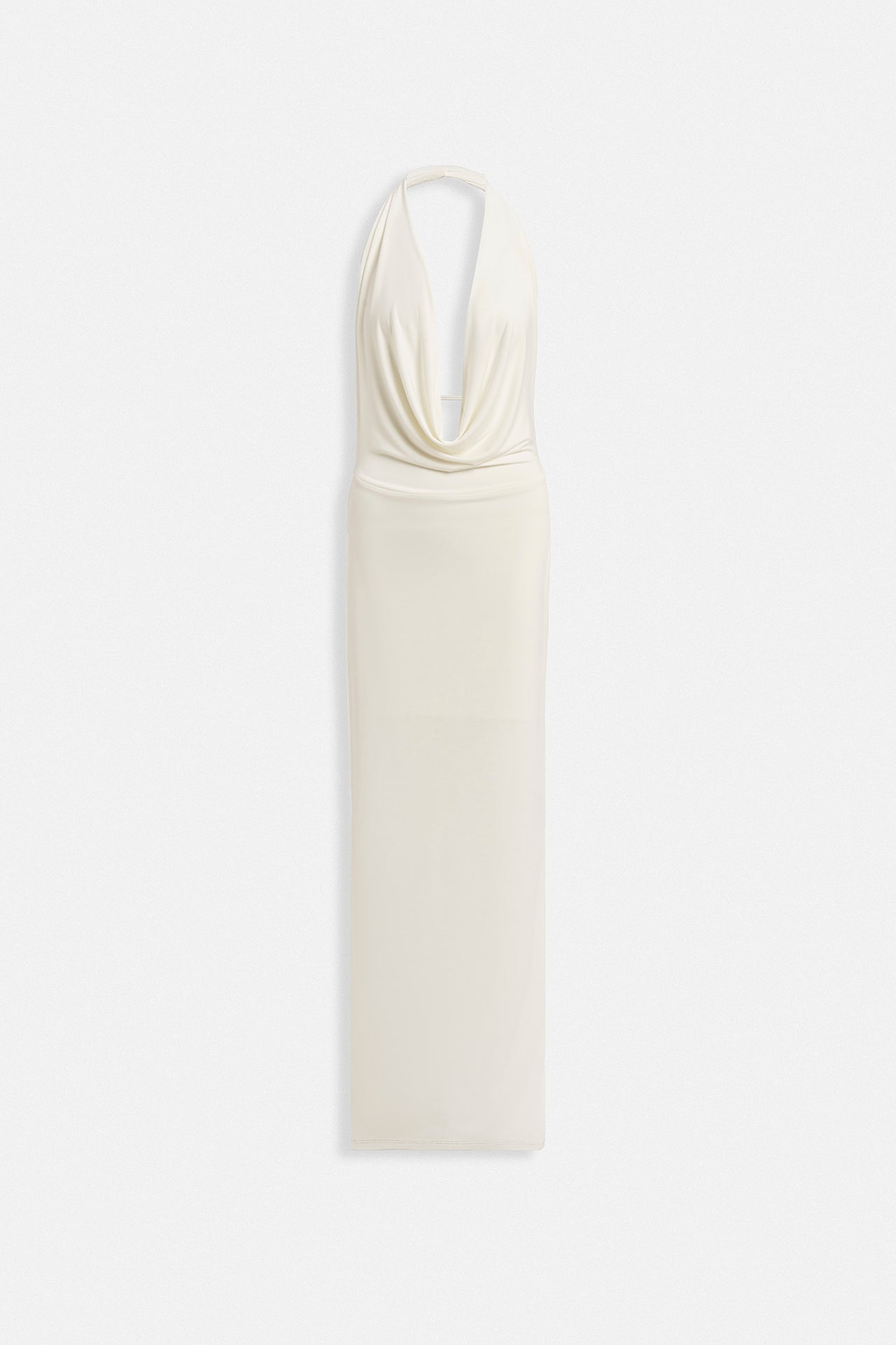Shawl Collar Cutout Maxi White Dress