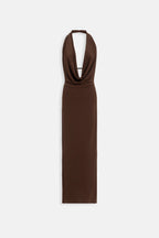 Shawl Collar Cutout Maxi Brown Dress