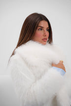 Shawl Collar Plush White Jacket