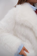 Shawl Collar Plush White Jacket