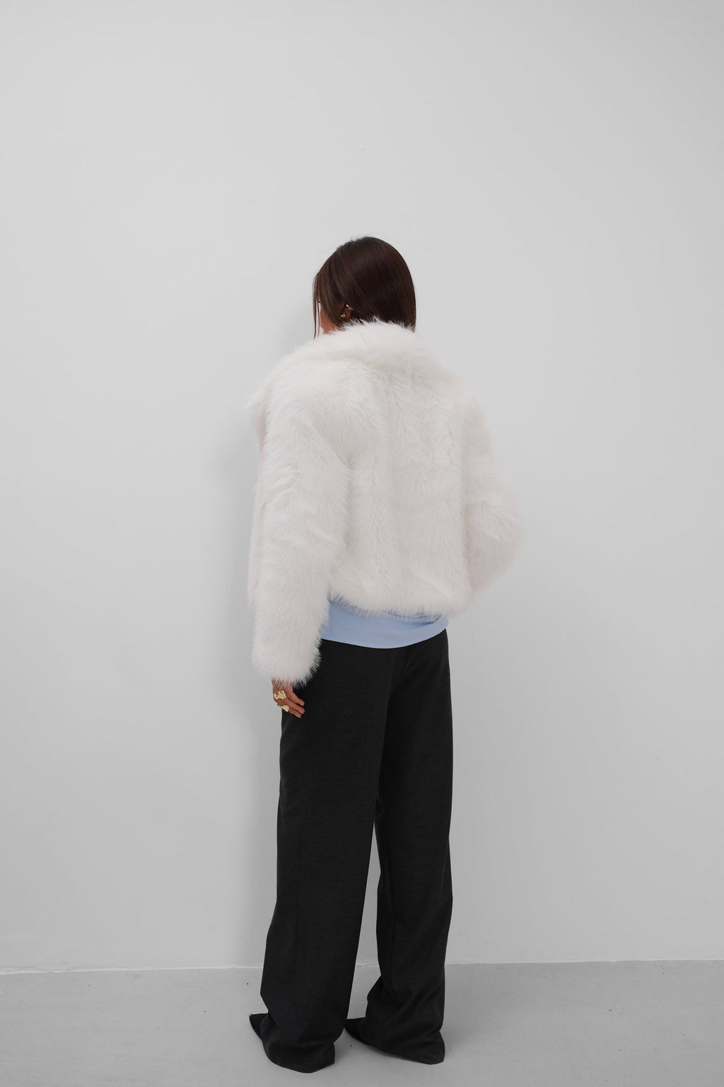 Shawl Collar Plush White Jacket