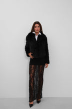 Shawl Collar Plush Black Jacket