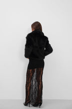 Shawl Collar Plush Black Jacket