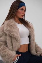 Shawl Collar Plush Beige Jacket