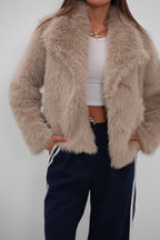 Shawl Collar Plush Beige Jacket